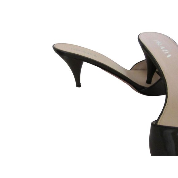 Prada Bronze Patent Calzature Donna Heels W/ Rhinestones Size 39.5 w Box Bag - Picture 3 of 8